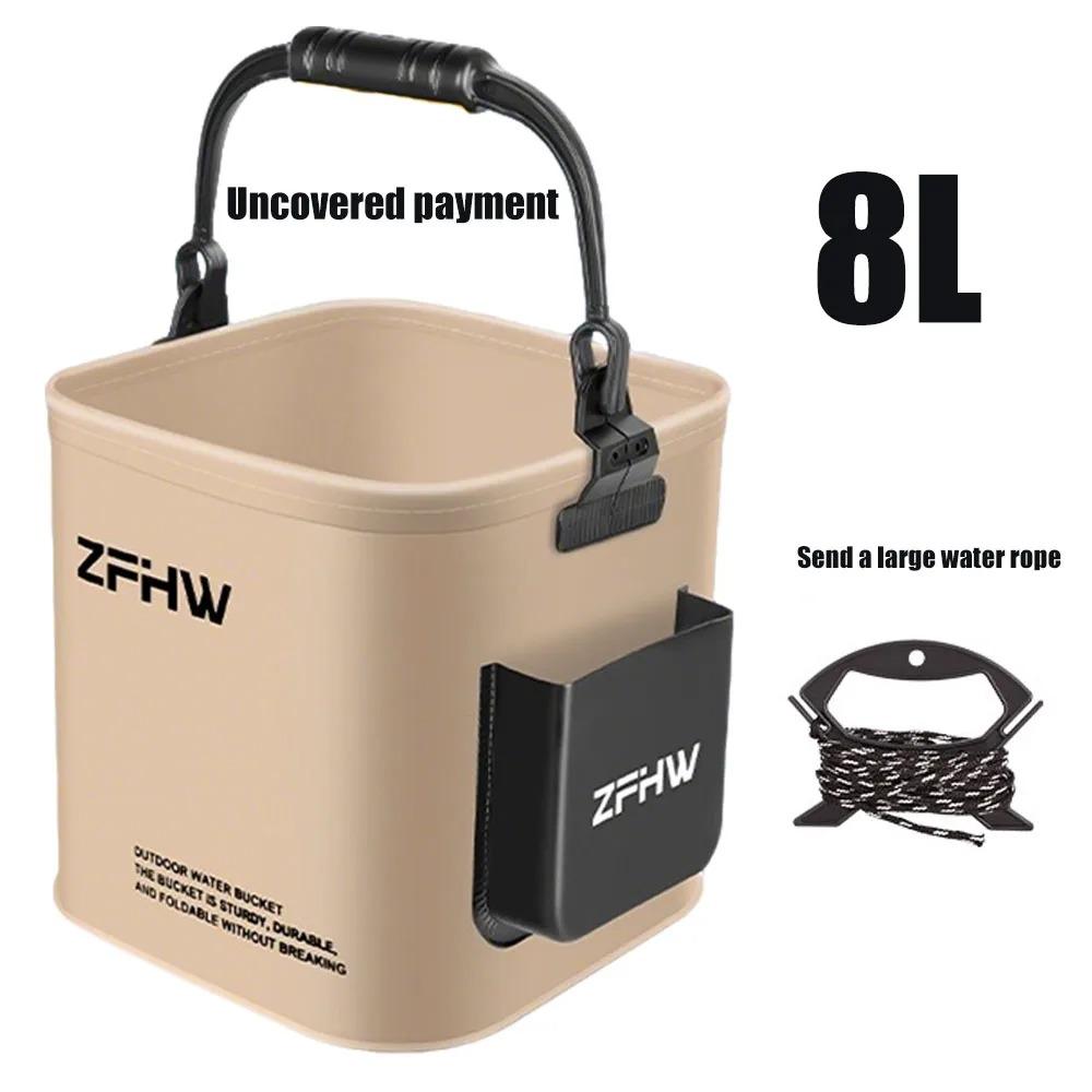 Portable Foldable Fishing Bucket Multi-functional Live Well Fish Keeper with Handle for Outdoor Travel Kayak and Beach Fishing