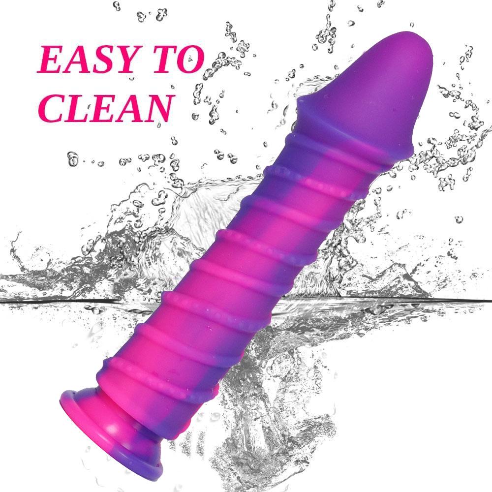 Suction Cup Dildo for Women, Liquid Silicone Soft Realistic Penis, Spiral Veins G-Spot Clitoral Stimulator, Adult Sex Toy for Solo/Couples