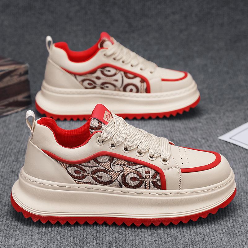 Men Sneaker Designer Board Shoes Fashion Casual Microfiber Leather Fabric Breath Height Increased Outdoors Flat Platform Shoes