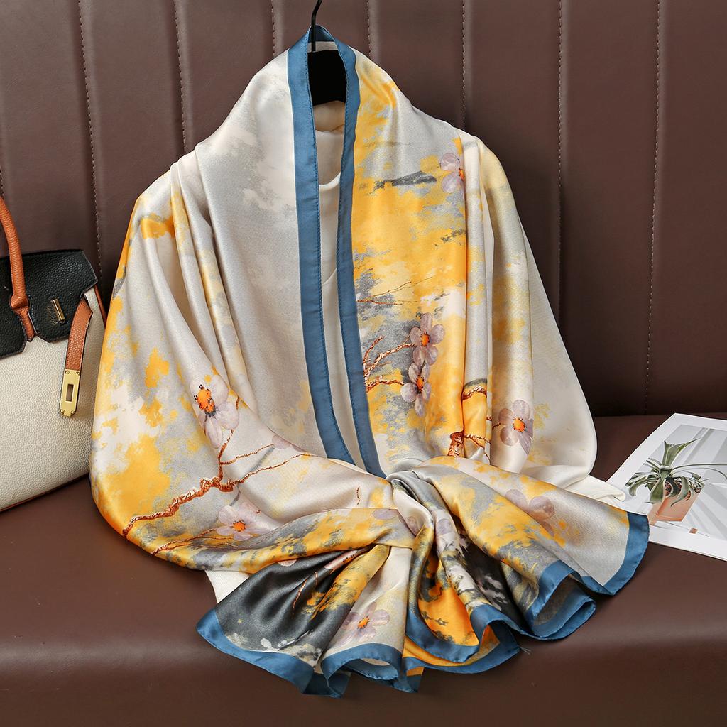 Print Silk Scarf Luxury Brand Shawls For Women Silk Head Scarves Hijab Wraps Femme Pashmina Foulard