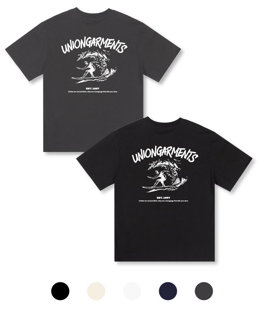 UNION GARMENTS Surfing Wave Oversized Short Sleeve T-Shirt 5 Colors