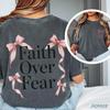 Comfort Colors Faith Over Fear Shirt and Kids Shirt : Coquette Christian Tee, Bible Verse Gift
