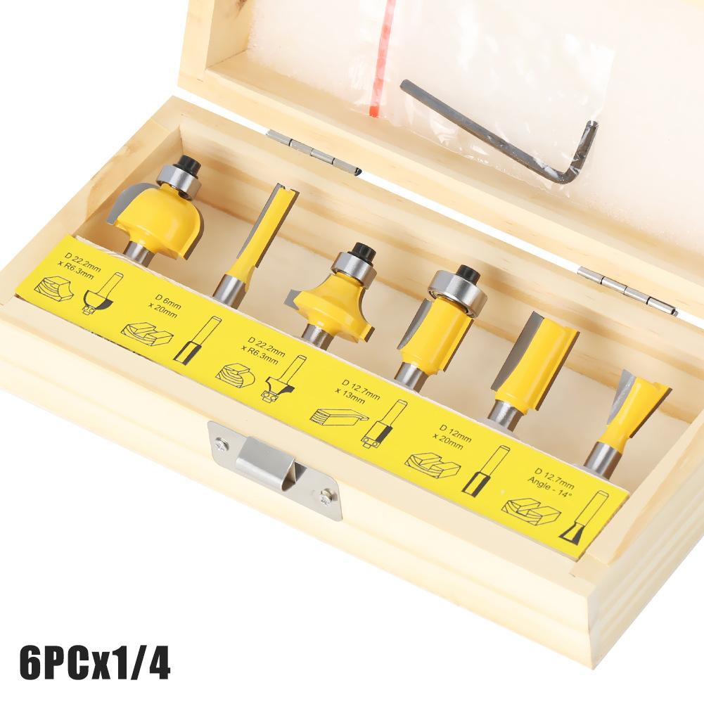 15-Piece Set 1/4 Handle 1/2 Handle 8 Handle 6 Handle Woodworking Milling Cutter Set 12-Piece Set Woodworking Slotting Milling Cutter