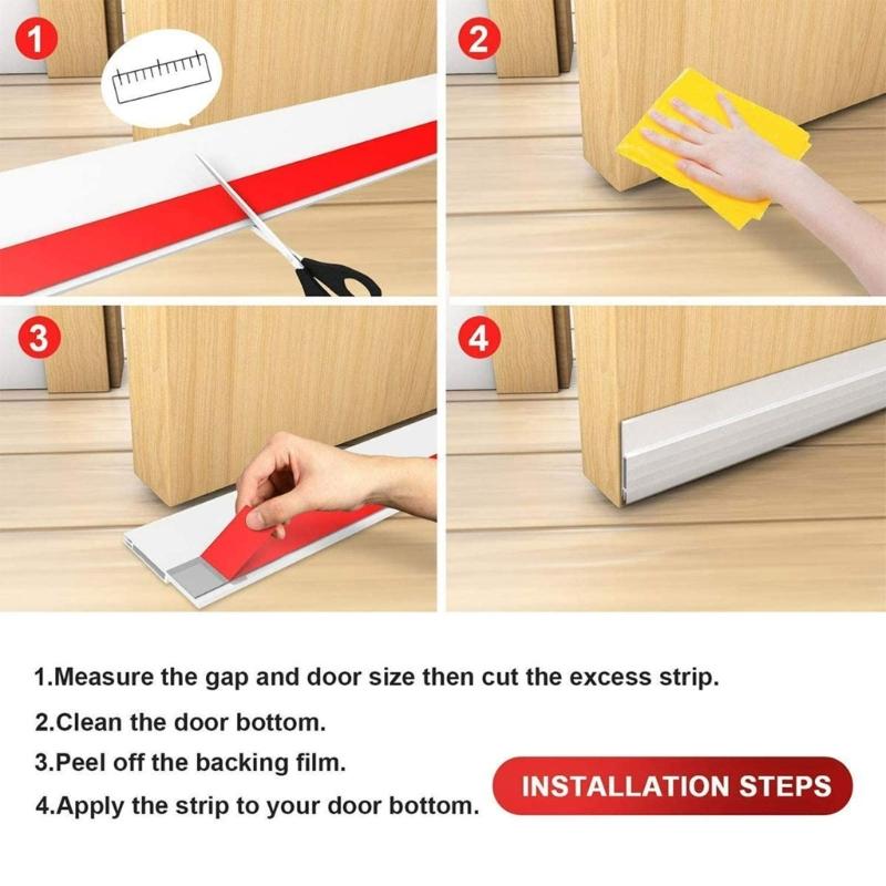 Door  Sweeps Seal Strips with Soundproof Designings Effective Noise Blocking Self Adhesive Sealing for Indoor Environment
