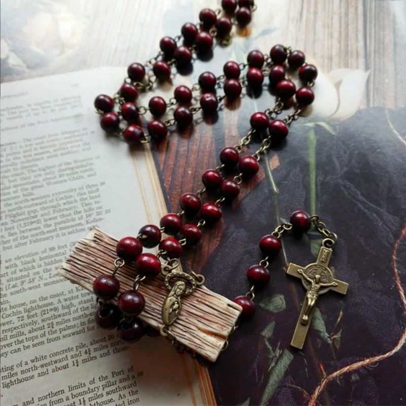 Rosary Crucifix Necklace for Men Women Crucifix Crucifix Beaded Necklace Chain Catholic Necklace  Religious Rosary Jew