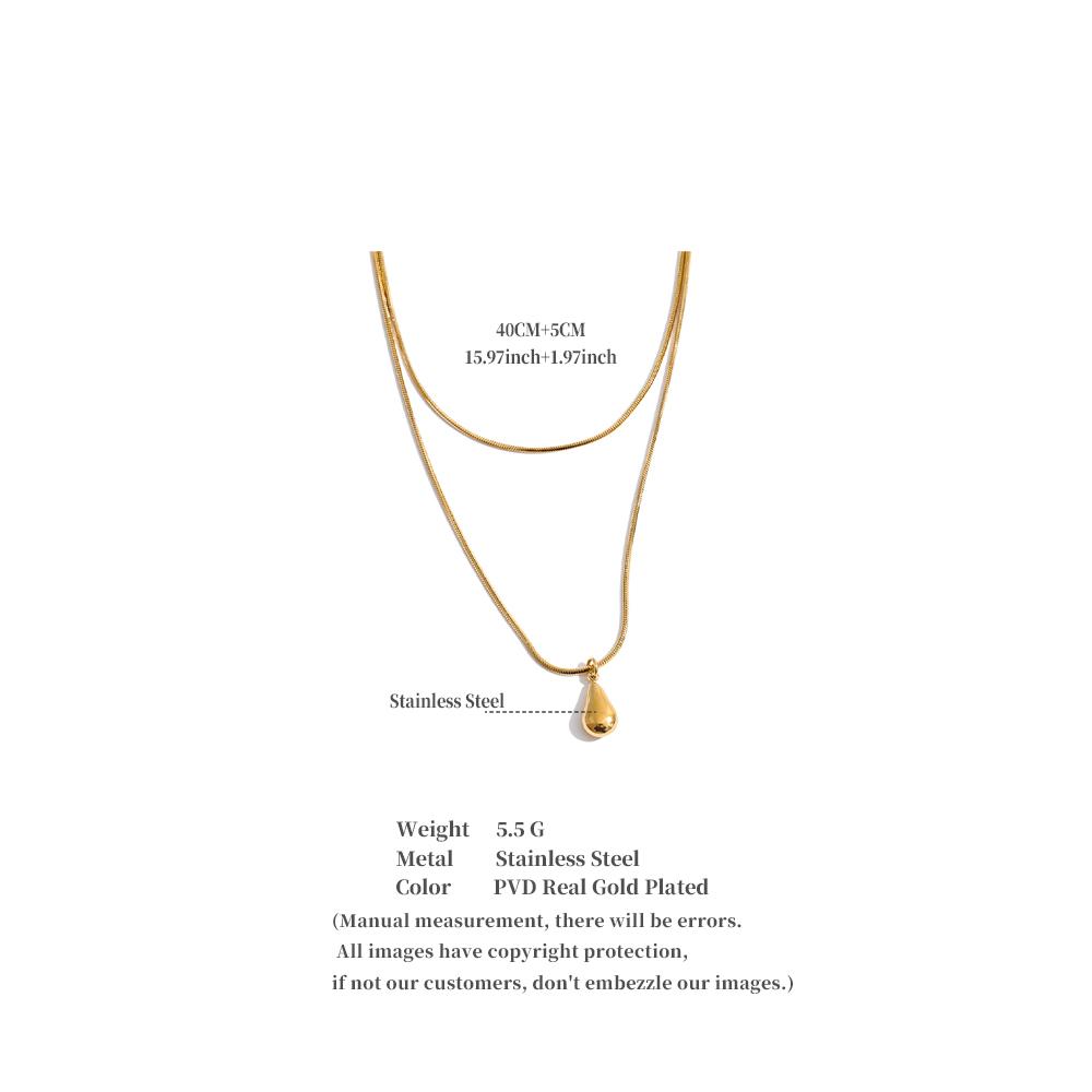 Yhpup Stainless Steel Double-Layer Chain Chic Pendant Drop Necklace 2026 Fashion Stain Less Metal Charm Casual Daily Jewelry