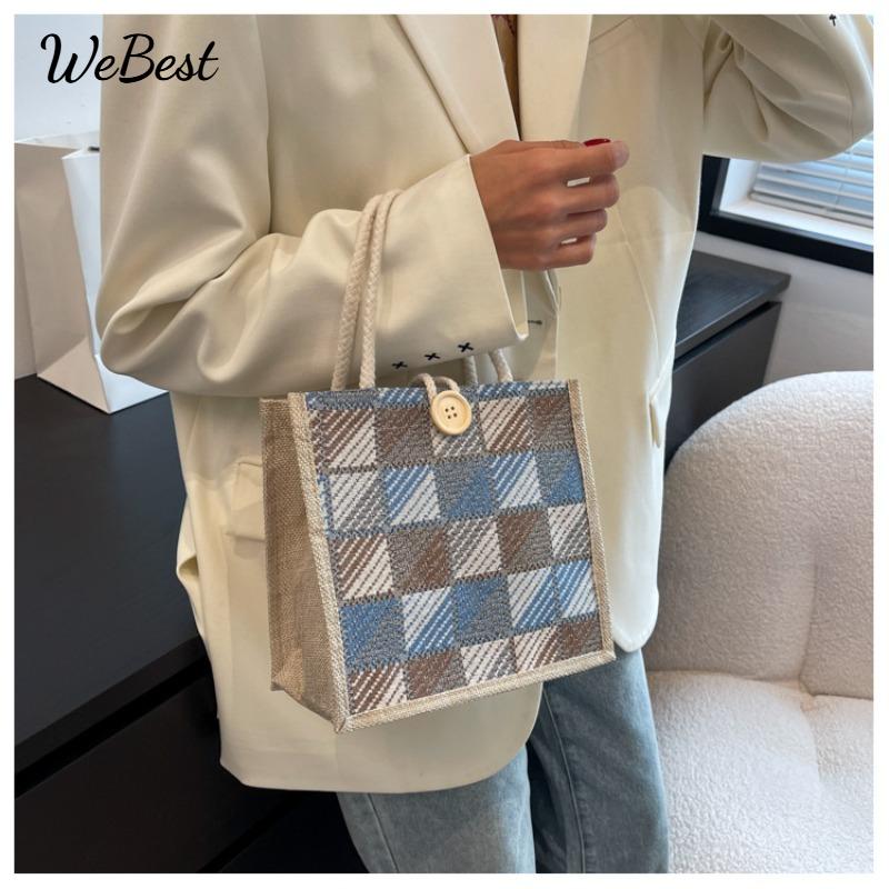 

Checkered Canvas Hand-held Linen Bag чорний