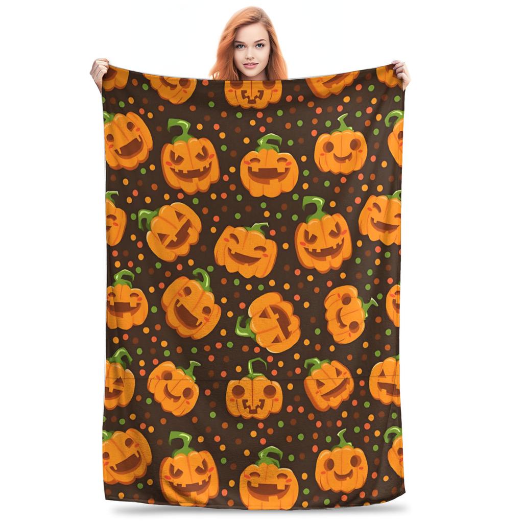 1PC Jack O Lantern Pumpkin Halloween Blanket Throw Blanket Novelty Warm Blanket All Season Gift