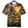 Cartoon Dinosaur Fruit Beach Shirt Harajuku Style Fashion T-Rex Men's Short-Sleeve Top