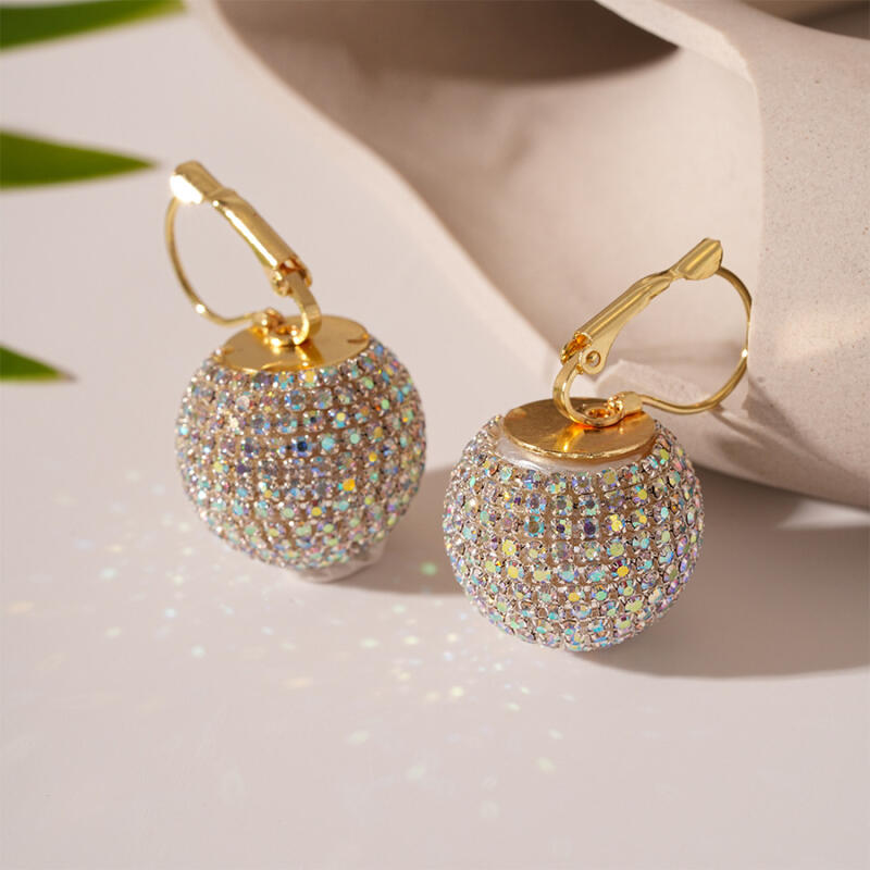Shining Rhinestone Zircon Earrings for Women Fashion Round Ball Earrings Wedding Bridal Accessories Party Ear Jewelry Wholesale