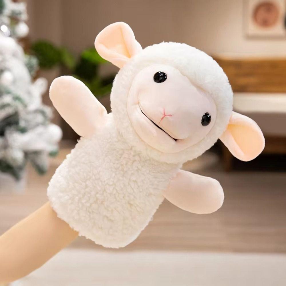 Cartoon Stuffed Hand Doll Cute Stuffed Plush Animal Toy Goat Sheep Plush Puppets Interactive Props