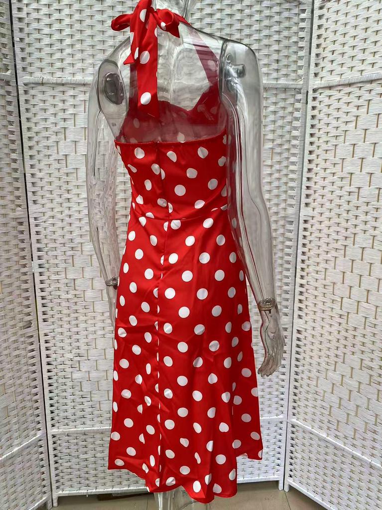 Polka Dot Retro 50s Hepburn Style Waist-Cinched Dress