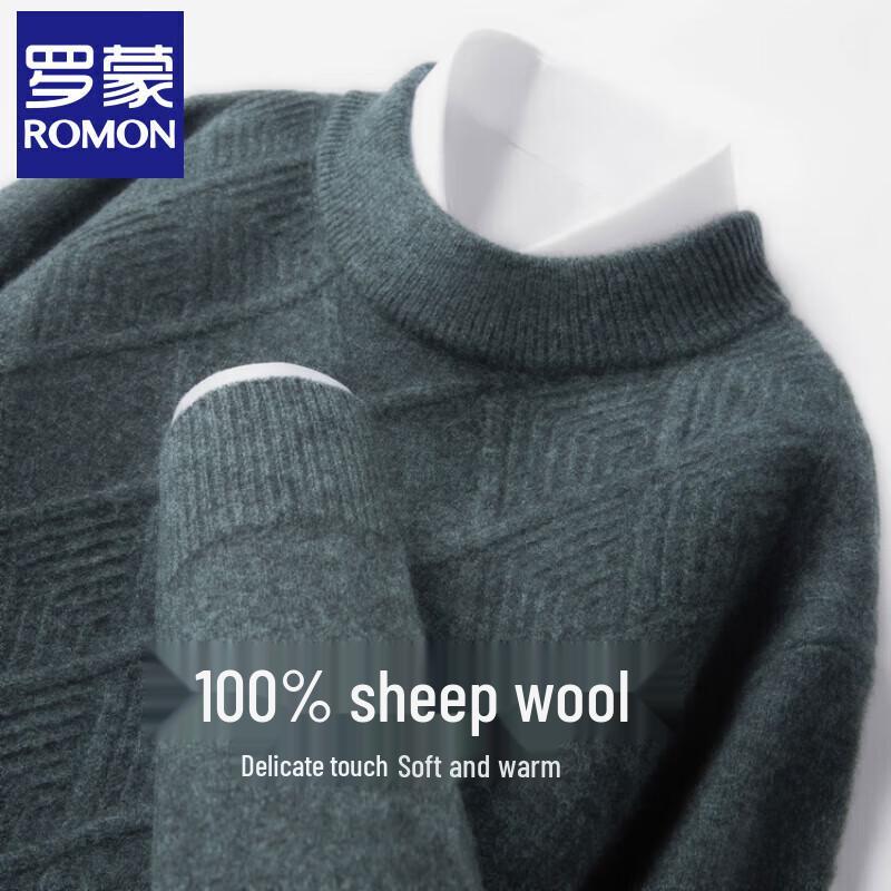 Luomeng Men s 100% Pure Wool Thick Semi-High Collar Sweater XL