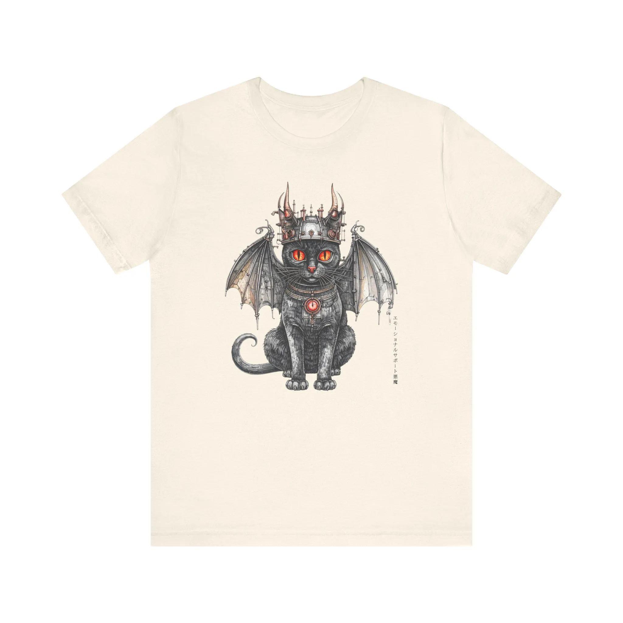 

Emotional Support Demon Japanese Steampunk Cat Graphic Tee, Perfect for Halloween, Japanese Goth Streetwear, Cat Men T-Shirt 4XL