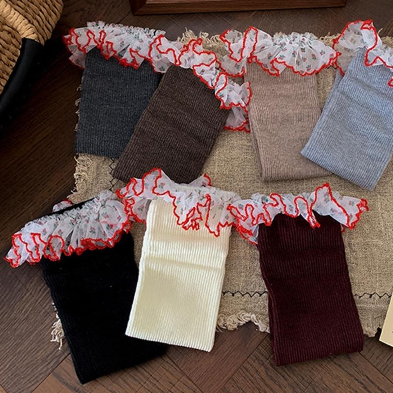 Lace Ruffle Socks Calf Socks for Teen Girls 3-13 Year Long Leg Warmer Knee Stockings Fashion Children Socks