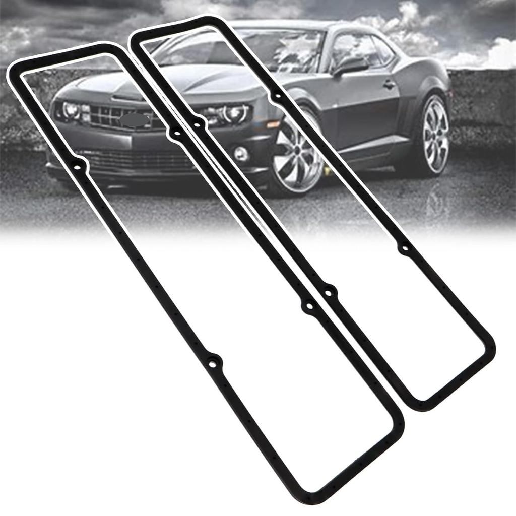 Small Block SB Chevy Valve Covers Set SBC Steel Core Rubber Valve Cover Gaskets 7484BOX Compatible with Chevy 350 305 283 327 400 383 302 307 SBC