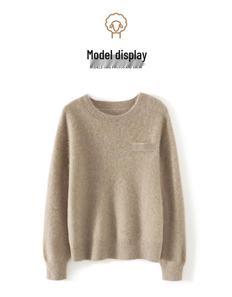 2023 Women's Cashmere Wool Knit Pullover - Solid Color, Versatile, Round Neck Base Layer
