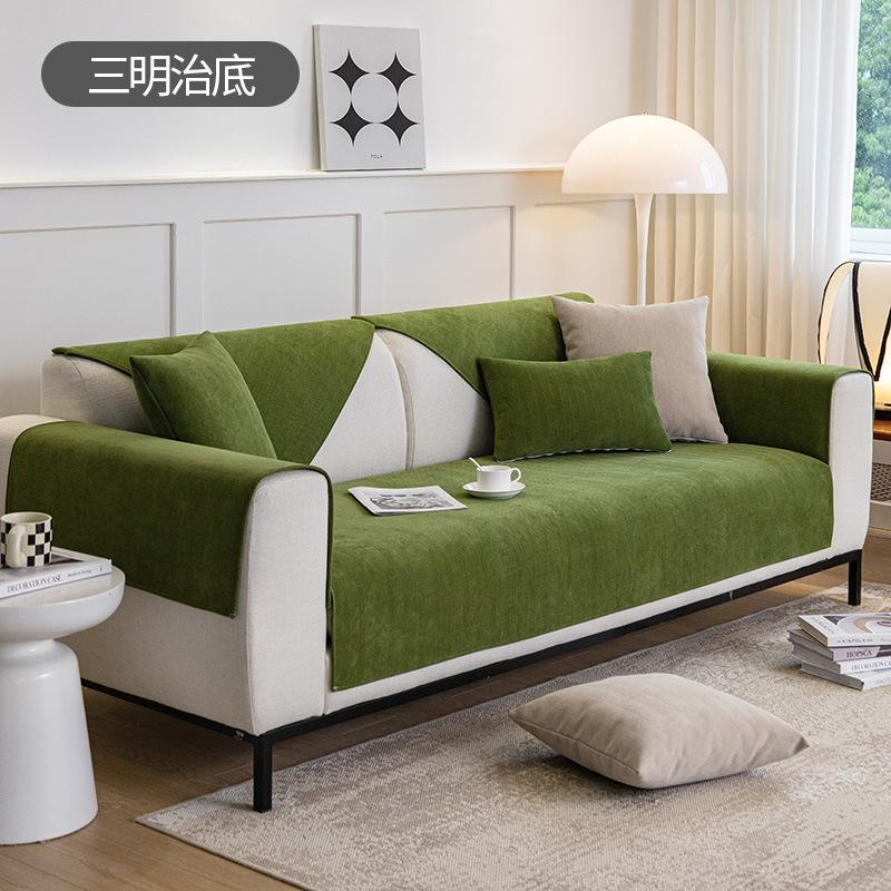 

Новая диванная подушка из синели с узором «елочка», скандинавская диванная подушка, универсальная противоскользящая однотонная диванная подушка для всех сезонов 70x70cm 1pcs