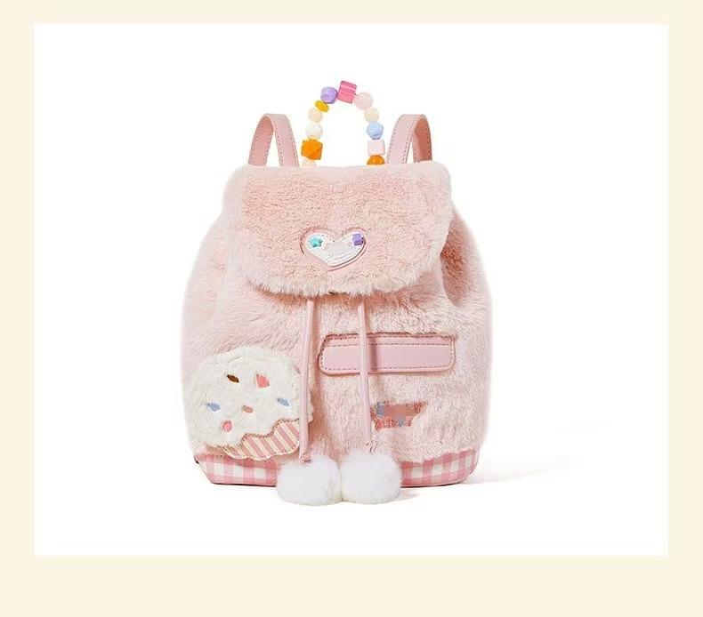 

2025 новый осенне-зимний милый ins девочка студентка модный школьный рюкзак универсальный пушистый рюкзак пушистый рюкзак розовый