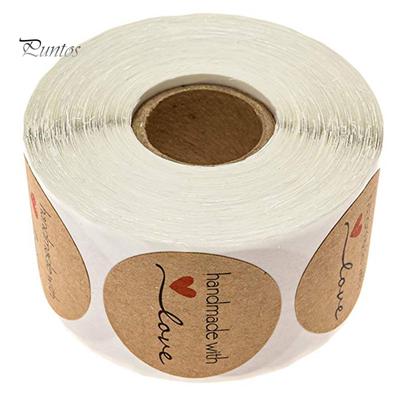 Puntos 500 pezzi cartone animato fatto a mano con amore adesivo rotondo da forno etichetta autoadesiva decorazione