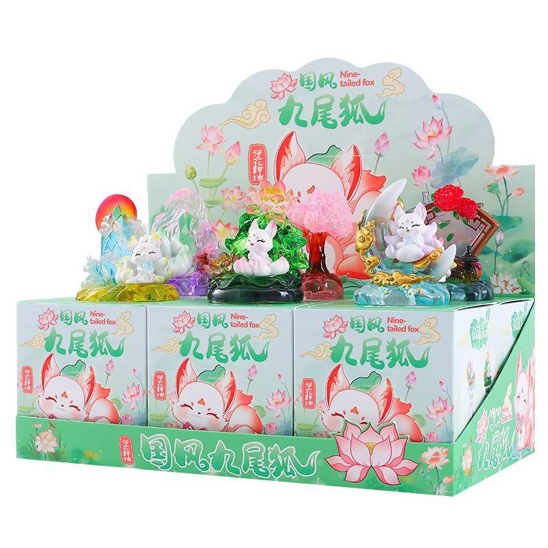 China Chic Ancient Nine Tailed Fox Blind Box Luminous Resin Figure Desktop Ornaments Mysterious Surprise Holiday Gifts
