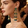 Bohemian Indian Style Fan-Shaped Metal Tassel Earrings for Women - Trendy Personalized Studs