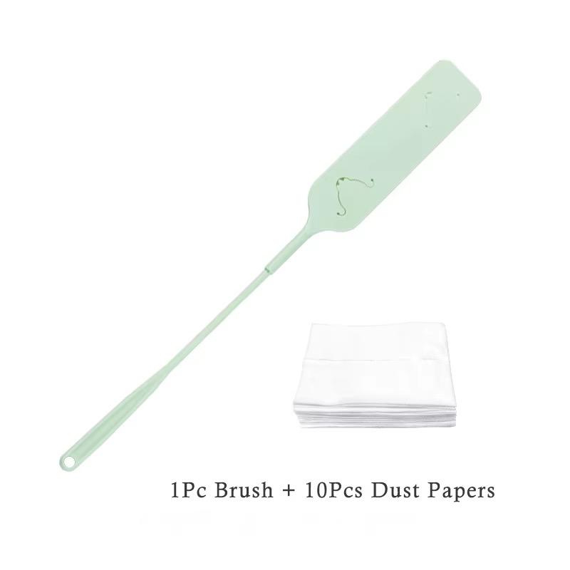 Практичная бытовая щетка для уборки пыли с нетканой салфеткой для уборки, длинная ручка, щетка для уборки пыли, инструмент для уборки дома зелёный