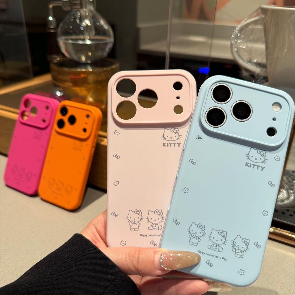 Liquid Silicone Cute KT Cat Phone Case for iPhone 17 Pro Max - Full Coverage, Drop-proof.