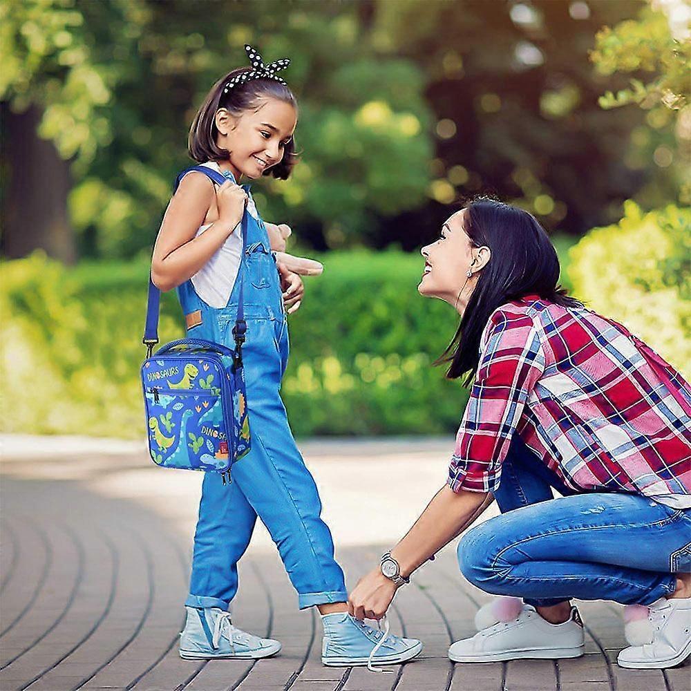Lunch Bag For Kids Girls Insulated Lunch Bag With Shoulder Strap And Lunch Cooler Thermal Meal Lunch Tote Bag For School Travel Outdoor-Blue