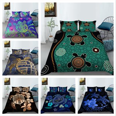 3D Turtle Pattern Luxury Home Bedding Set Full Size Quilt and Pillow Case 2 or 3 Marine Animal Prints Washable and Comfortable Bedroom Bedding