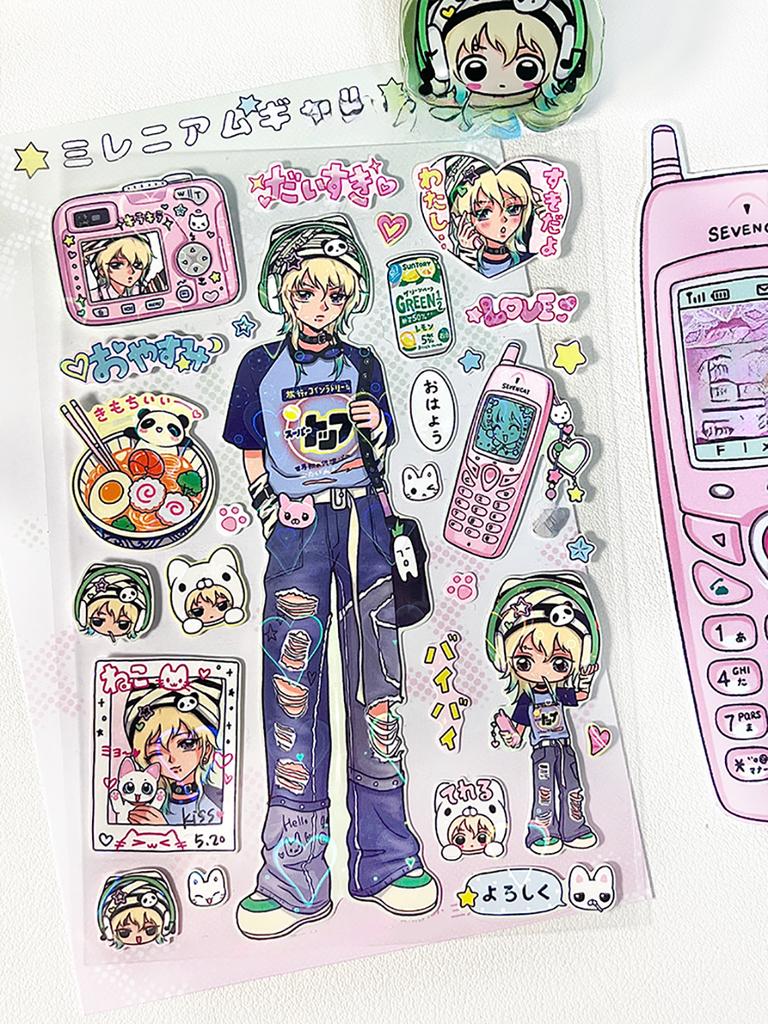 Y2K Vintage Millennial Hot Girls Handsome Guy Cartoon Anime Stickers for Craft Supplies Scrapbooking Material Aesthetic