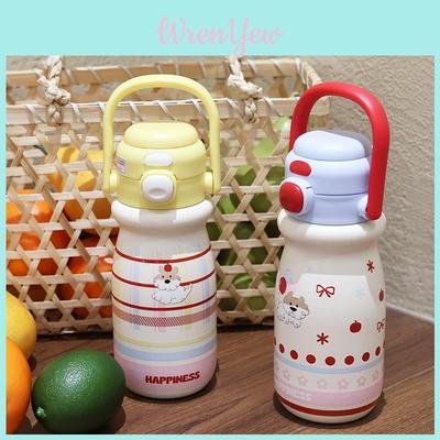 Cute Cartoon Stainless Steel Insulated Travel Mug With Straw For Office And Outdoor Use