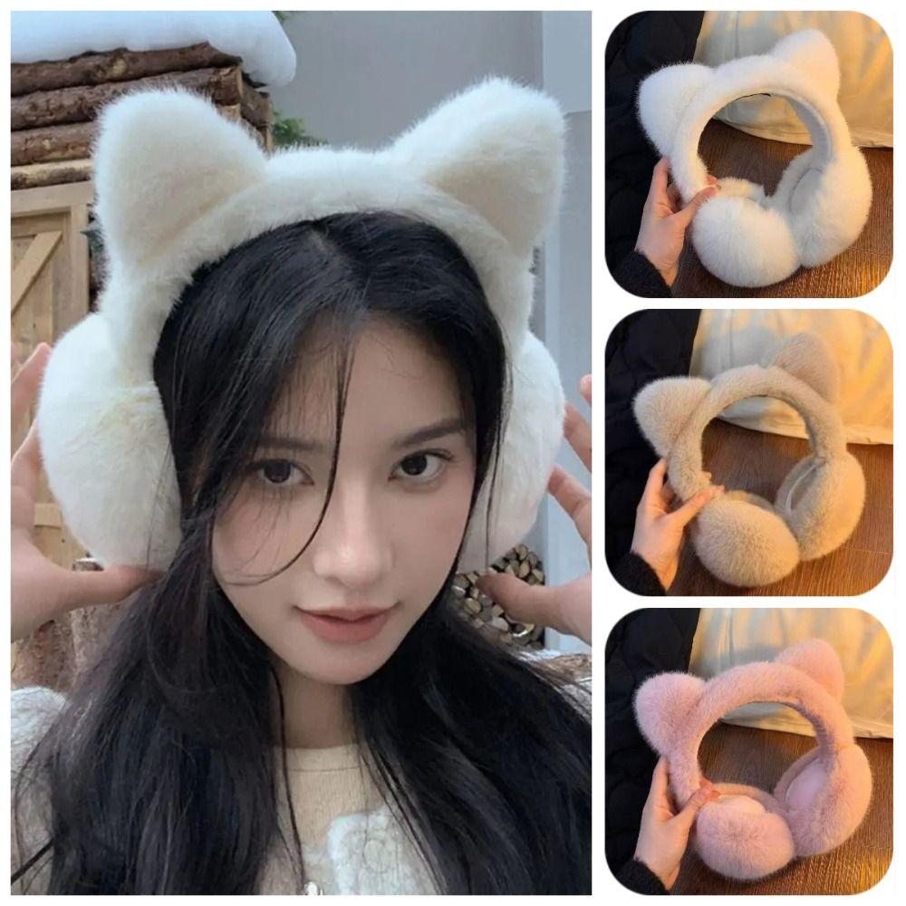Foldable Warm Earflaps Windproof Cold-proof Ear Mask Kawaii Cat Earmuffs  Outdoors Activities