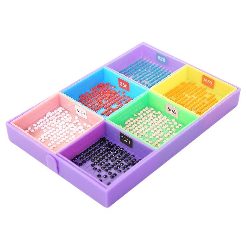 Diamond Painting Tray Tool Kit with 6 Ridged Sorting Trays Rotating Pen Wax Pads Scraper Brush Spoon Storage Box for DIY Rhinestone Crafts