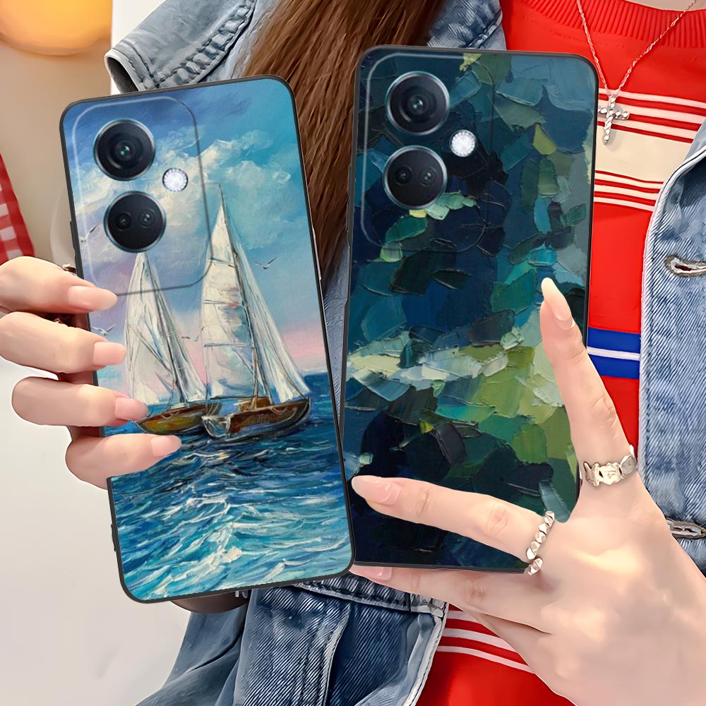 Abstract Oil Painting Phone Case for OPPO Reno 14 13 12 11 10 9 8 7 6 5 F T Pro 5G Soft TPU Shockproof Cover