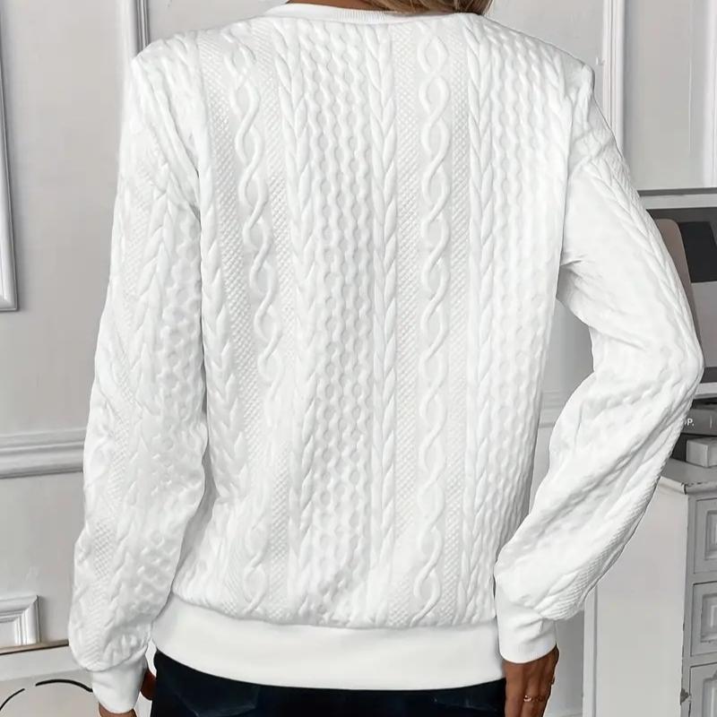 Damen Pullover Pullover Reißverschluss Herbst und Winter Lässiges Langarm Strukturiertes Oberteil