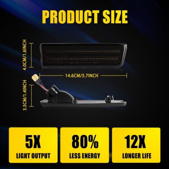 For 2010-13 Ford Transit Connect Red Fender LED Side Marker Light Lamp Smoked