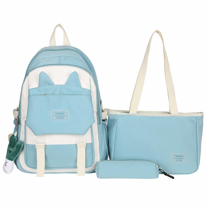 

Набор рюкзаков из трех предметов, женский школьный рюкзак с кошачьими ушками большой вместимости, студенческий рюкзак синий