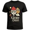 The Karate Onion Cartoon Funny Graphic Black T-Shirt