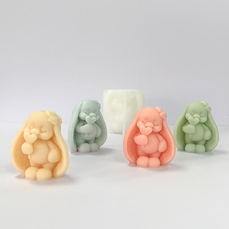 Stampi per Candele Conigli 3D Stampini in Silicone Stampini per Dolci Stampini in Gesso Fatti a Mano Stampini per Colate Stampini per la Realizzazione di Candele