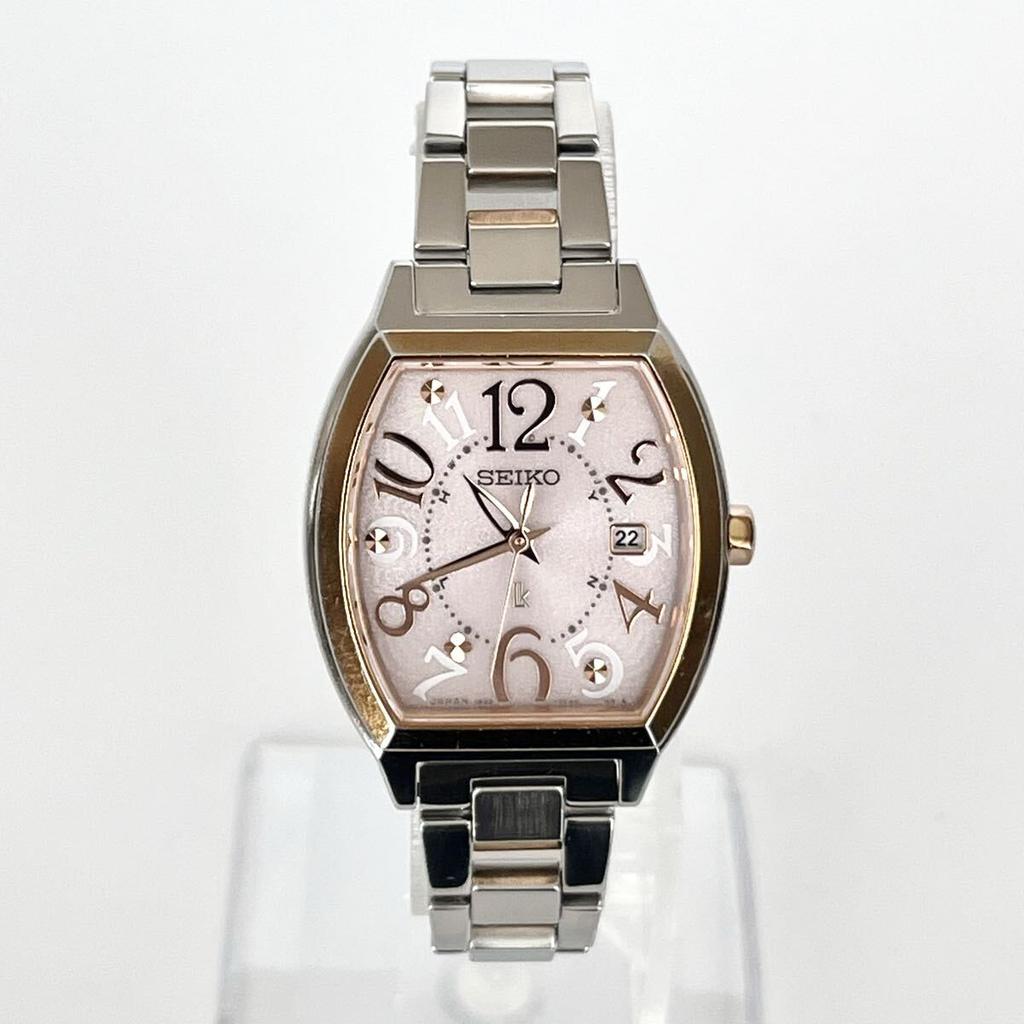 Polished Seiko Lukia Excellent Pink Silver S2360 [Working Condition] Ladies' Watch, Radio-Controlled Solar, Condition, Dial, Gold
