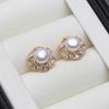 Beautiful Natural Freshwater Pearl Earrings Woman,Cute White Silver 925 Stud Earrings Pearl Wife Girls Birthday Gift White