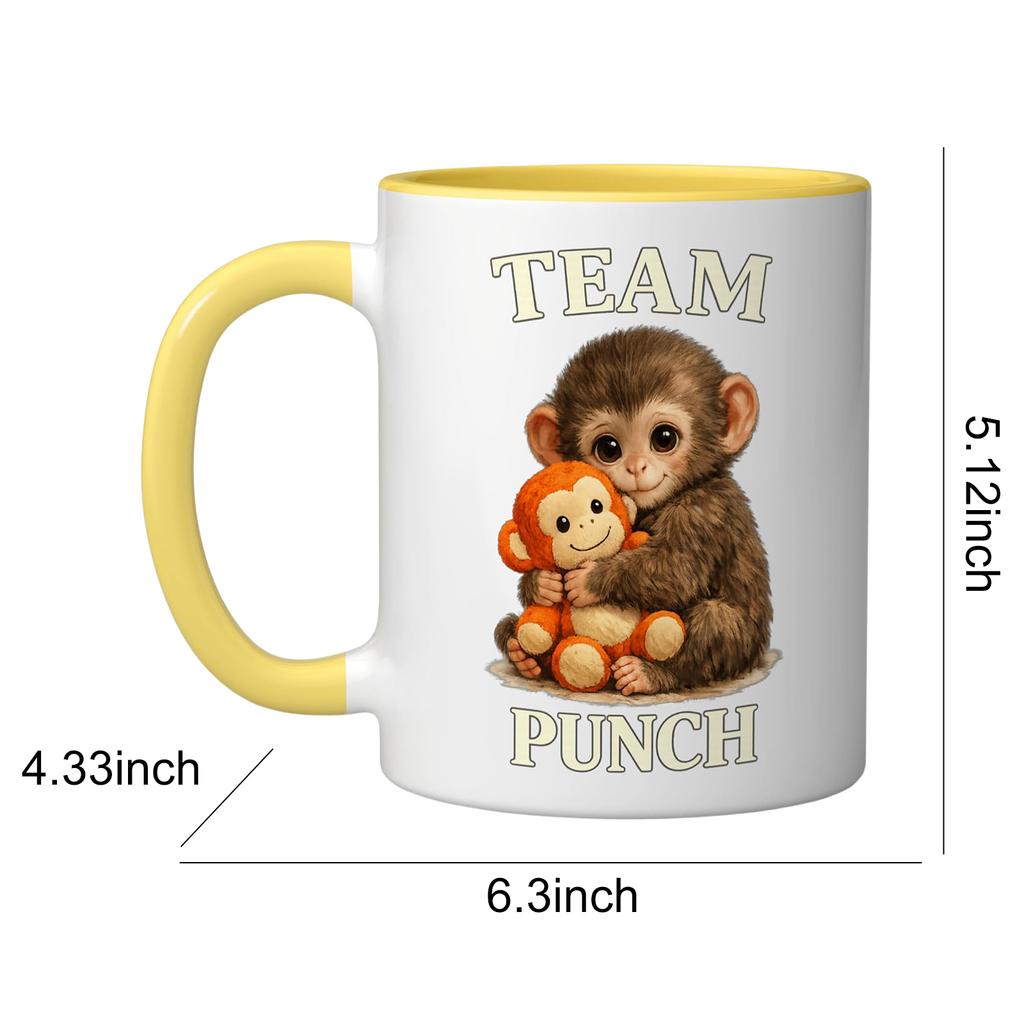 Baby Macaque Monkey Hugging Plush Coffee Cup Cute Monkey Drinkware for Office Home Gift for Animal Lovers Women Men