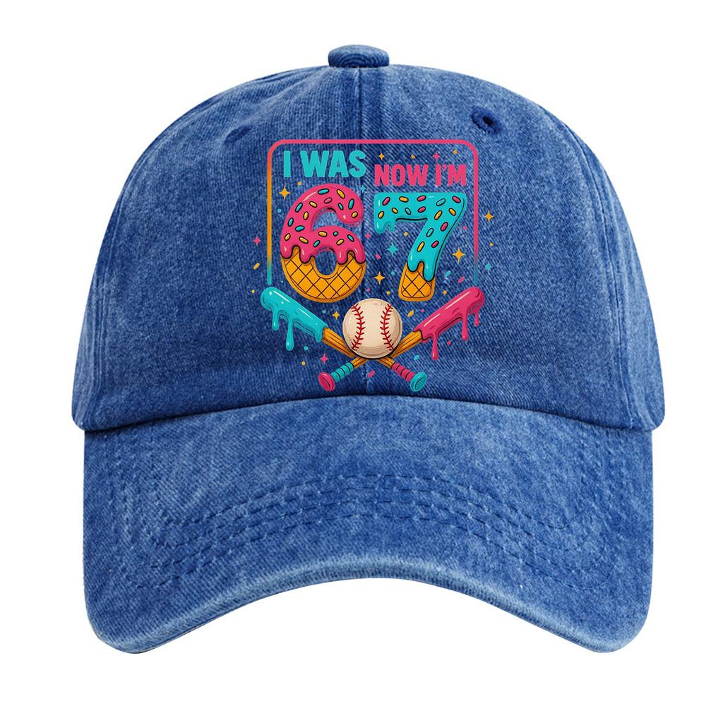 Washed Cotton Baseball Cap With Printed Distressed Soft Top Denim Hat For Men, European And American Retro Hat