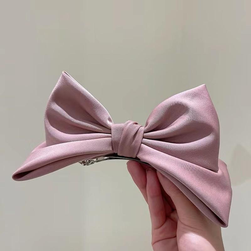 Korean Summer Satin Bow Hair Clip – Large Ribbon Top Clip for Women