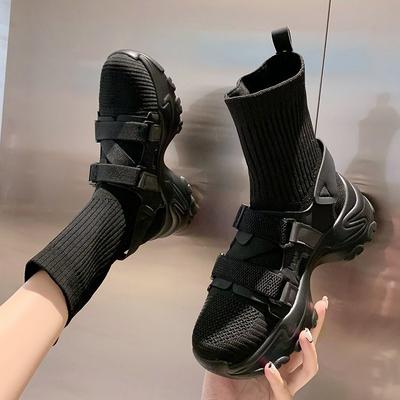 Stretch Fabric Socks Shoes Autumn Women's Shoes 2024 New Casual Shoes Sneakers Mid-Calf Boots Stretch Cloth Ladies Women Boot202