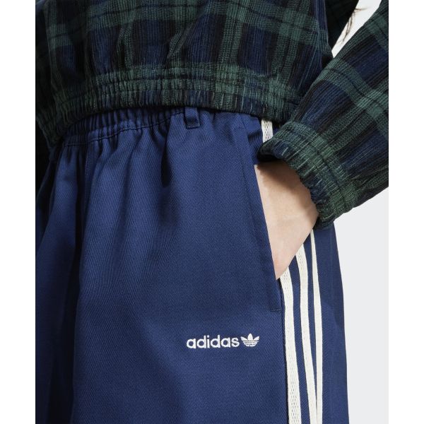 Adidas Originals Midi Cotton Twill Logo Pattern Mid-Rise Outdoor Casual Long Skirt Women Skirts Night-Indigo IX1039