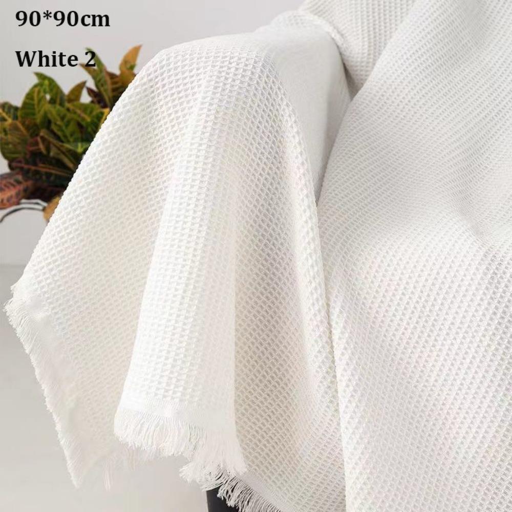 With Tassels Throw Blankets Anti-slip Vintage Cotton Blankets New Knitted White Sofa Towel