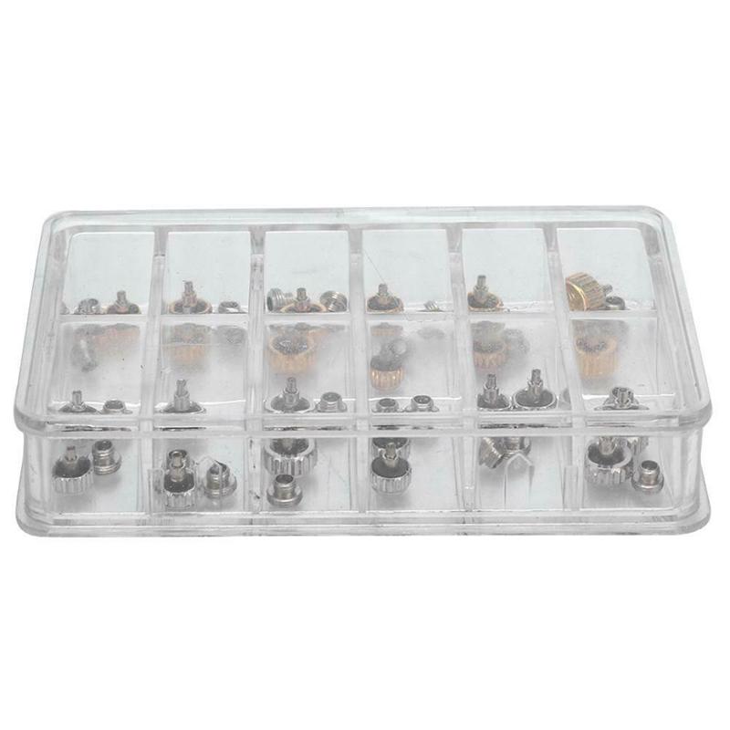 Trendy! 48PCS Watch Crowns Watch Waterproof Replacement Assorted Repair Tools with Box