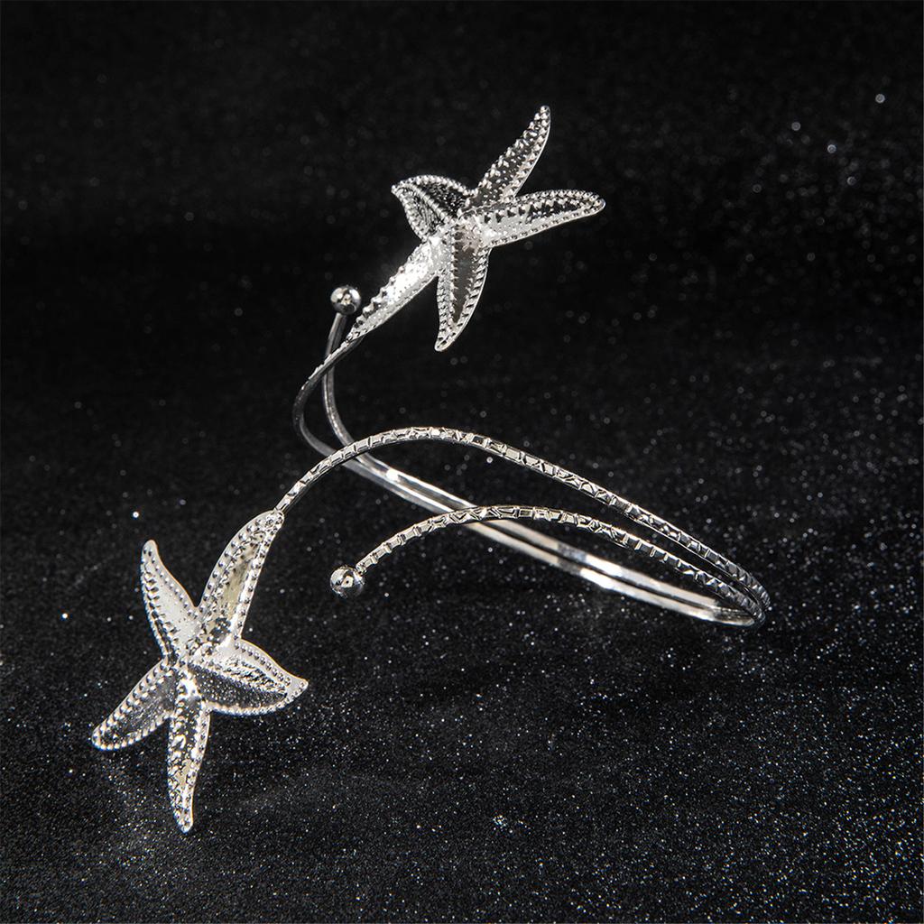 Punk Style Geometric Starfish Adjustable Opening Cuff Bracelet For Women Fashion Metal Arm Jewelry